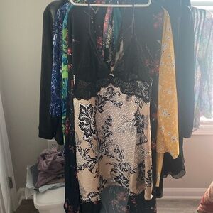 Tan black flowers silk  nighty 16” p2 p